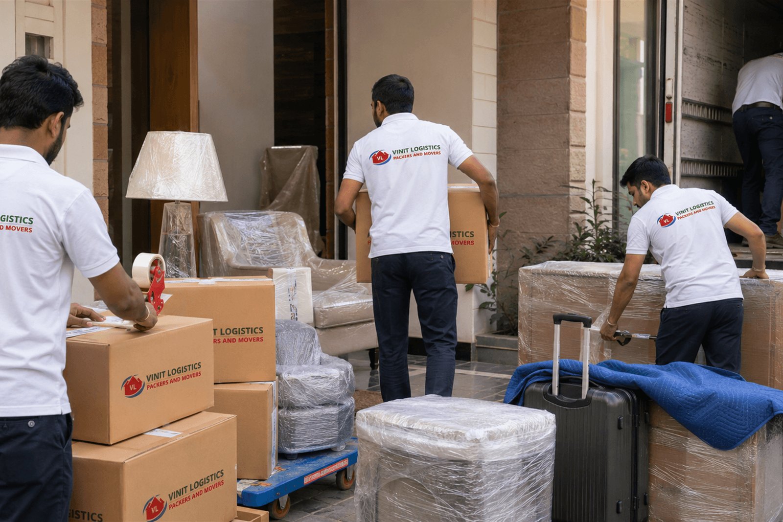 Household shifting team loading a truck